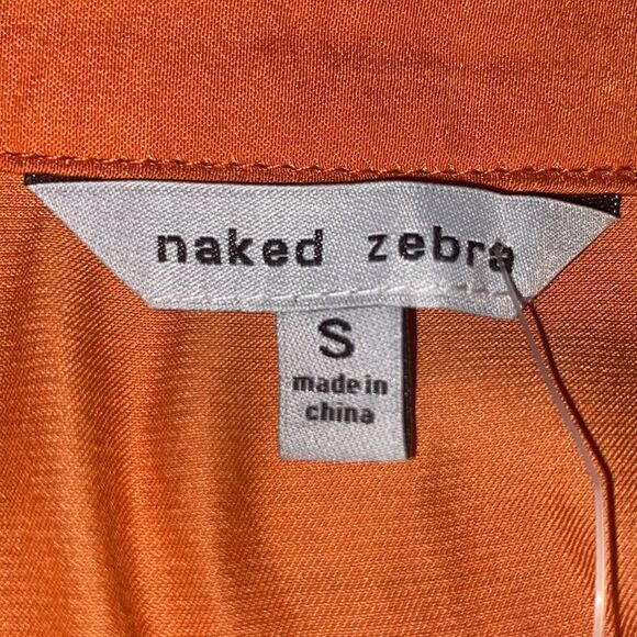 Naked Zebra Pumpkin Button Up Silky V Neck Shirt Blouse Size Small - Picture 4 of 5